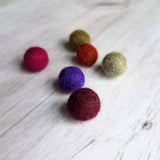 Pom Ball Earrings - fuchsia needle felt wool orb nestled in gold leaf cone top - 14K gold fill or plated hooks - other fall colors available - Constant Baubling