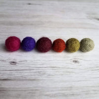 Pom Ball Earrings - fuchsia needle felt wool orb nestled in gold leaf cone top - 14K gold fill or plated hooks - other fall colors available - Constant Baubling