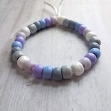 Purple Bracelet, purple bead bracelet, big bead bracelet, large bead bracelet, chunky beads, pony bead bracelet, tie on cord, knot tie cord - Constant Baubling