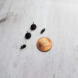 Black Stud Earrings - colorful opal white faux druzy stone - round rough jagged rock - hypoallergenic stainless surgical steel post drusy - Constant Baubling