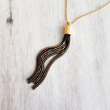Tassel Necklace - gold & silver herringbone chain fringe pendant, thin delicate chain, custom length 14K gold fill option, anniversary gift - Constant Baubling