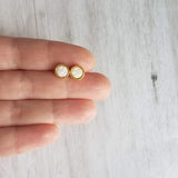 Gold Opal Stud Earrings - colorful faux opal druzy stone - round rough jagged rock - hypoallergenic stainless surgical steel post drusy - Constant Baubling
