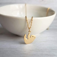Little Sloth Necklace, gold sloth necklace, little sloth necklace, sloth pendant, hanging sloth necklace, small sloth necklace, delicate - Constant Baubling