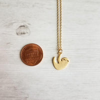 Little Sloth Necklace, gold sloth necklace, little sloth necklace, sloth pendant, hanging sloth necklace, small sloth necklace, delicate - Constant Baubling