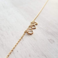 Geometry Necklace - tiny gold square, triangle & hexagon shape charms on thin delicate chain - 14K gold fill available - math necklace, gift - Constant Baubling