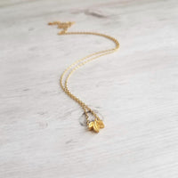 Tiny Leaf Necklace, small leaf necklace, gold fall necklace, simple necklace, dainty necklace, little leaf pendant, small leaf bead, leaflet - Constant Baubling