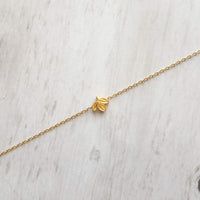 Tiny Leaf Necklace, small leaf necklace, gold fall necklace, simple necklace, dainty necklace, little leaf pendant, small leaf bead, leaflet - Constant Baubling