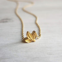 Tiny Leaf Necklace, small leaf necklace, gold fall necklace, simple necklace, dainty necklace, little leaf pendant, small leaf bead, leaflet - Constant Baubling