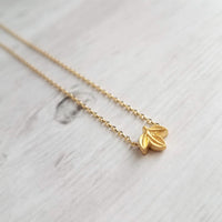 Tiny Leaf Necklace, small leaf necklace, gold fall necklace, simple necklace, dainty necklace, little leaf pendant, small leaf bead, leaflet - Constant Baubling