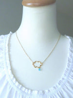 Raindrop Cloud Necklace, rain necklace, gold cloud, silver cloud necklace, electric blue drop, weather necklace, singing rain, storm pendant - Constant Baubling