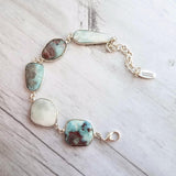 Larimar Bracelet, light blue gemstone bracelet, chunky stone bracelet, large stones, pale blue gem bracelet, adjustable chain, baby blue - Constant Baubling