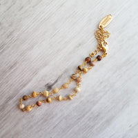 Mookaite Stone Bracelet, gemstone bracelet, small stone chain, rosary chain, mookaite bracelet, mookaite chain, Earth tone colors gold chain - Constant Baubling