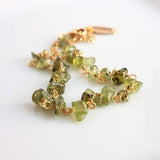 Peridot Bracelet - small semi precious gemstones chunks w/ delicate adjustable gold chain, August birthstone jewelry, August birthday gift - Constant Baubling