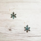 Small Snowflake Earrings, rustic snowflake earring, verdigris patina earring, simple snowflake earring, winter earring, snow jewelry, xmas - Constant Baubling