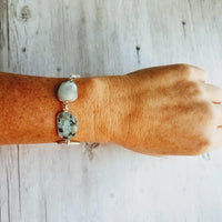 Silver Larimar Stone Bracelet, pale blue gemstone, mottled stone bracelet, light blue stone bracelet larimar bracelet sky baby blue bracelet - Constant Baubling