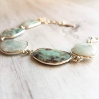 Silver Larimar Stone Bracelet, pale blue gemstone, mottled stone bracelet, light blue stone bracelet larimar bracelet sky baby blue bracelet - Constant Baubling