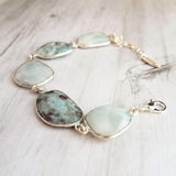 Silver Larimar Stone Bracelet, pale blue gemstone, mottled stone bracelet, light blue stone bracelet larimar bracelet sky baby blue bracelet - Constant Baubling