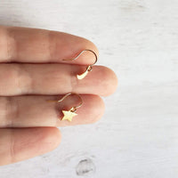 Moon & Star Earrings, gold crescent earring, gold moon earring, gold star earring, night sky earring, small gold earring, celestial earring - Constant Baubling