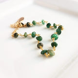 Green Aventurine Bracelet- small semi precious stones w/ adjustable gold chain, light - dark emerald color quartz gemstone rock, Aries & Leo - Constant Baubling