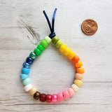 Big Bead Tie On Bracelet, rainbow bracelet, rainbow beads, big bead bracelet, cord bracelet, knotted cord, preppy bracelet multicolor roller - Constant Baubling