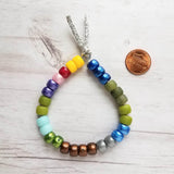 Crow Bead Bracelet, designer style bracelet, large bead tie on cord, big bead bracelet, ugly color bracelet, pony roller beads, chunky beads - Constant Baubling