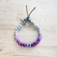 Purple Bead Bracelet, purple grey bracelet, gray bead bracelet, ombre bracelet, big pony bead bracelet, crow bead bracelet tie on adjustable - Constant Baubling