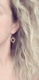 Lotus Earrings - gold ornate flower outline charms dangle on simple latching kidney ear hook - goddess rebirth triumph purity symbolic gift - Constant Baubling