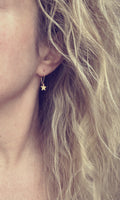 Moon Star Earrings, small gold earring, crescent moon, celestial earring, night sky earring, make a wish, gold moon earring, shooting star - Constant Baubling