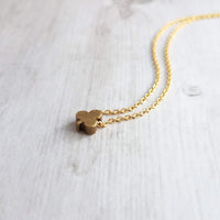 Clover Necklace, shamrock necklace, delicate gold chain, tiny clover charm, small brass clover necklace, good luck necklace, Irish necklace - Constant Baubling