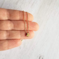 Clover Necklace, shamrock necklace, delicate gold chain, tiny clover charm, small brass clover necklace, good luck necklace, Irish necklace - Constant Baubling