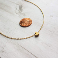 Clover Necklace, shamrock necklace, delicate gold chain, tiny clover charm, small brass clover necklace, good luck necklace, Irish necklace - Constant Baubling
