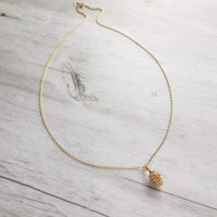 Gold Pine Cone Necklace, small pine cone pendant, gold pinecone, pine cone jewelry, matte gold necklace, dainty gold necklace, little fall - Constant Baubling