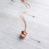 Rose Gold Acorn Necklace - Swarovski pearl nut with pink copper cap on rose gold plated delicate simple chain - custom lengths - fall gift - Constant Baubling