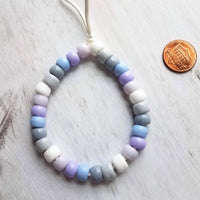 Purple Bracelet, purple bead bracelet, big bead bracelet, large bead bracelet, chunky beads, pony bead bracelet, tie on cord, knot tie cord - Constant Baubling