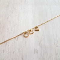 Geometry Necklace - tiny gold square, triangle & hexagon shape charms on thin delicate chain - 14K gold fill available - math necklace, gift - Constant Baubling