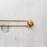 Tiny Leaf Necklace, small leaf necklace, gold fall necklace, simple necklace, dainty necklace, little leaf pendant, small leaf bead, leaflet - Constant Baubling