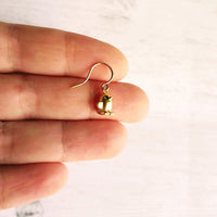 Chick Earrings, gold bird earrings, chubby bird earrings, small gold birds, bird dangle earring, chickadee earring, little baby bird earring - Constant Baubling