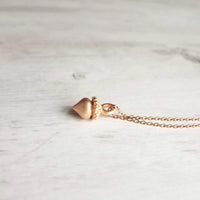 Acorn Necklace, rose gold acorn, acorn charm, tiny rose gold acorn, small acorn pendant, matte rose gold, autumn necklace fall pendant chain - Constant Baubling