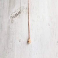 Acorn Necklace, rose gold acorn, acorn charm, tiny rose gold acorn, small acorn pendant, matte rose gold, autumn necklace fall pendant chain - Constant Baubling