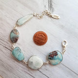 Larimar Bracelet, light blue gemstone bracelet, chunky stone bracelet, large stones, pale blue gem bracelet, adjustable chain, baby blue - Constant Baubling