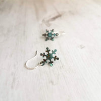 Small Snowflake Earrings, rustic snowflake earring, verdigris patina earring, simple snowflake earring, winter earring, snow jewelry, xmas - Constant Baubling