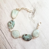 Silver Larimar Stone Bracelet, pale blue gemstone, mottled stone bracelet, light blue stone bracelet larimar bracelet sky baby blue bracelet - Constant Baubling