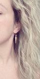 Long Gold Spike Earrings, long gold earring, gold spear earring, narrow spear, gold dagger earring, gold cone earring, dimpled simple gold - Constant Baubling