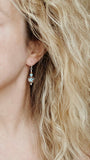 Hibiscus Earrings, turquoise brown earring, glass flower earring, brown aqua earring, patina earring, flower earrings amber sky blue earring - Constant Baubling
