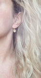 Gold Oval Dangle Earrings, CZ earring, North Star earring, cubic zirconia earring, small gold earring, petite gold earring, oval earrings - Constant Baubling