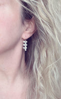 Flower Cascade Earrings - little silver bridal/wedding bridesmaid jewelry - small shiny dainty trillium - .925 sterling silver hook option - Constant Baubling