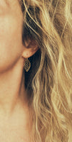 Gold Leaf Earrings, gold filigree leaf earring, cut out leaf earring, punched leaf earring, delicate, 14K SOLID GOLD or filled hook upgrade - Constant Baubling