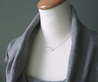Silver Leaf Necklace, silver filigree necklace, leaf pendant, cut out leaf necklace, leaf outline necklace, delicate leaf small modern leaf - Constant Baubling