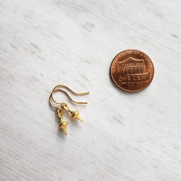 Small Gold Earrings, tiny gold earring, matte gold, little top