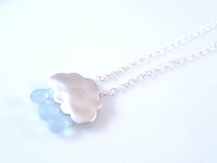 Rain Cloud Earrings, matte silver cloud, blue raindrops, rain drops keep falling on my head, 925 sterling silver posts, small storm earrings - Constant Baubling